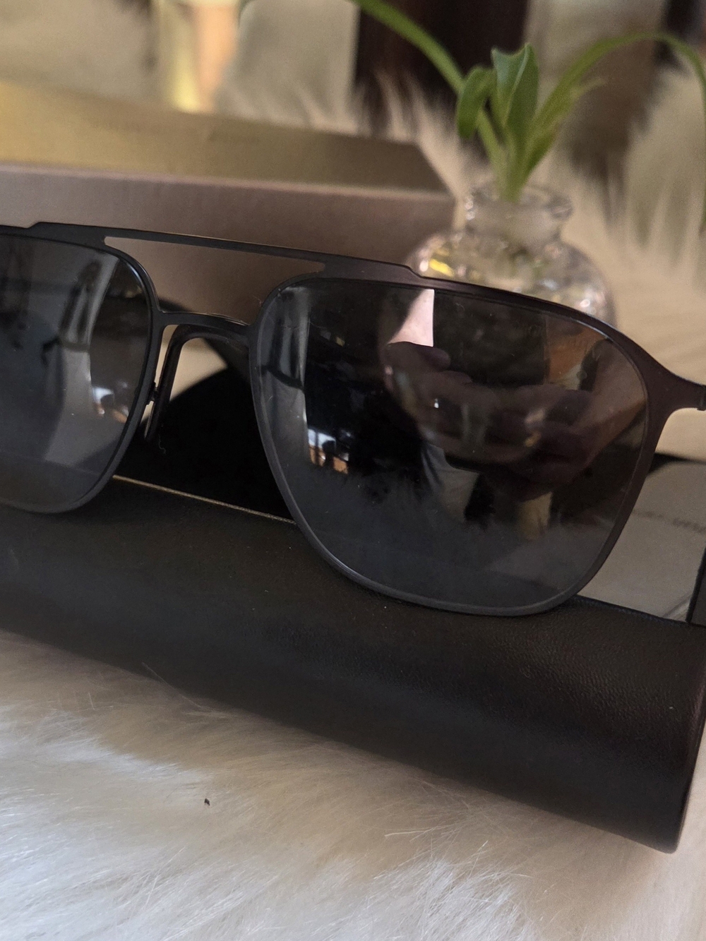 Giorgio Armani Matte Black Navigator Sunglasses - AR 6110 3001/87 - Made in Ital
